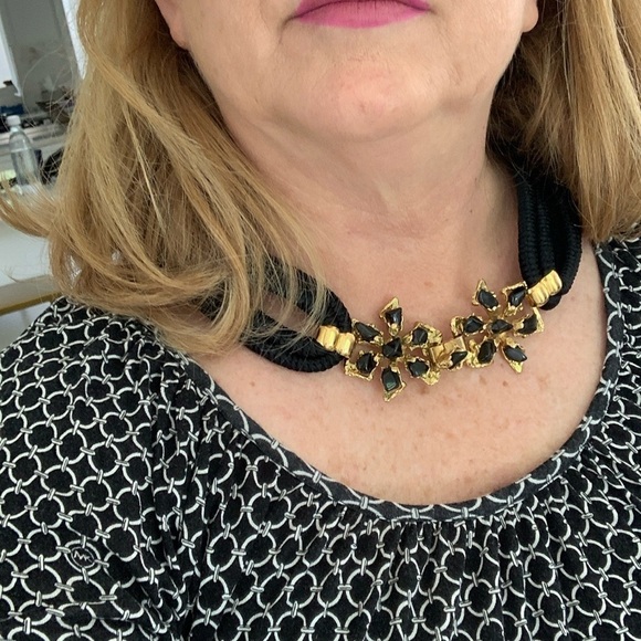 Vintage Jeweled Statement Belt or Necklace /Collar Black Franklab Designer - Picture 5 of 13